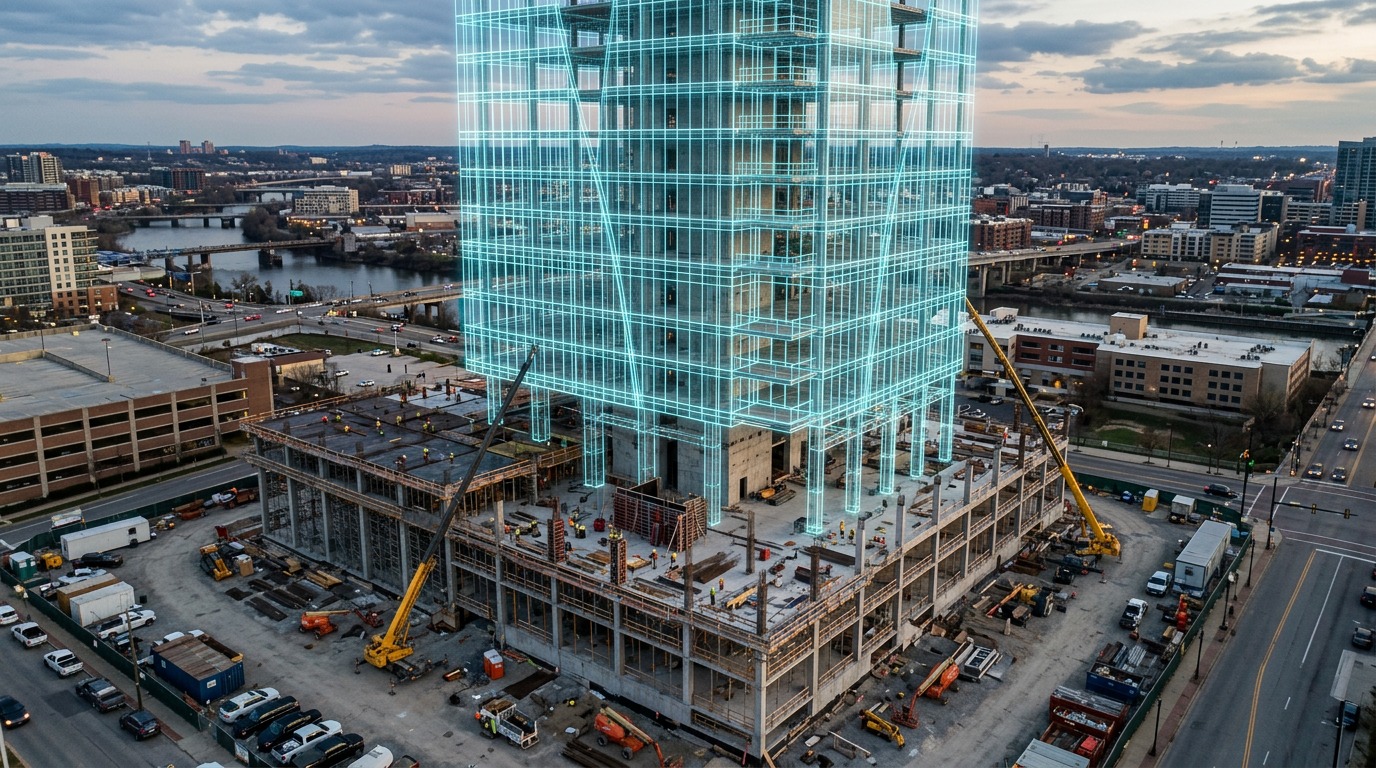 Drone photo illustrating: Comparing Drone Data with BIM and Design Models